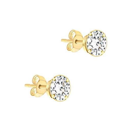 Carissima Orecchino a Bottone con Fiore da 7.5 mm in Oro Giallo 9 ct da Donna