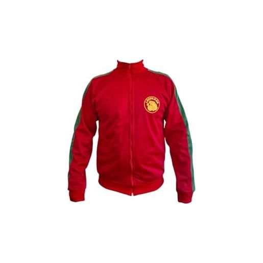JL Sport historic zaire leopard red jacket retro football sports fans zip uomo top l, rosso, xl