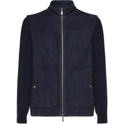 Eleventy giacca con zip e inserti - blu