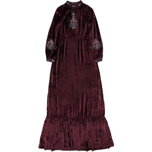 Fortela abito lungo georgine con ricamo - rosso
