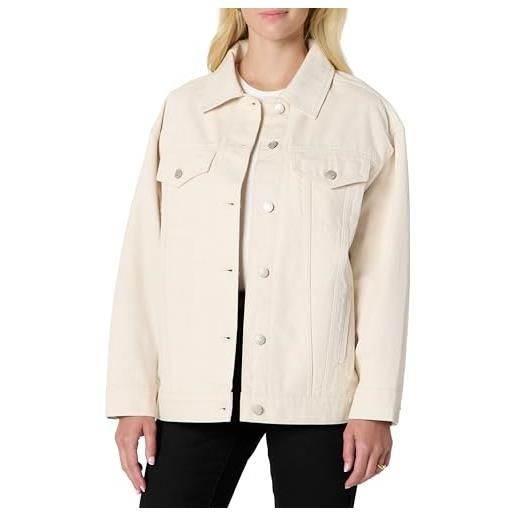 Amazon Essentials giacca trucker in denim rigido, vestibilità oversize donna, ecru, xxl