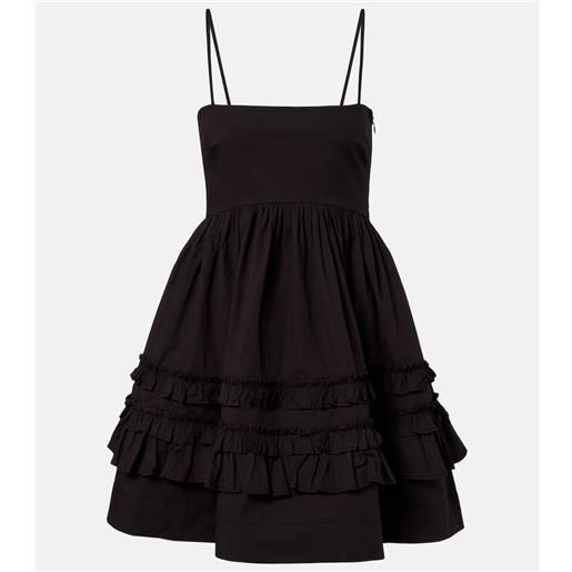 Ganni abito corto in misto cotone con volant