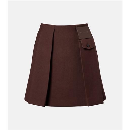 Loewe minigonna in lana e seta con pelle