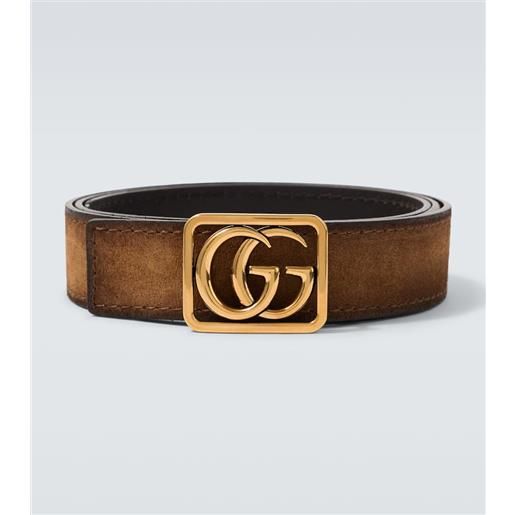 Gucci cintura reversibile double g in suede e pelle