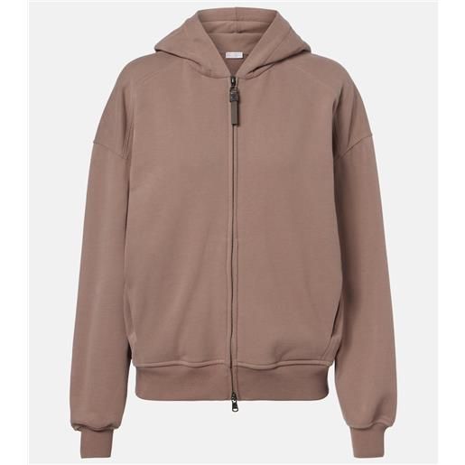 Brunello Cucinelli felpa con cappuccio in jersey di cotone con zip