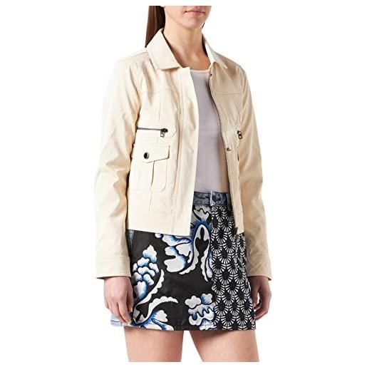Desigual chaq_primavera giacca in ecopelle, bianco, s donna