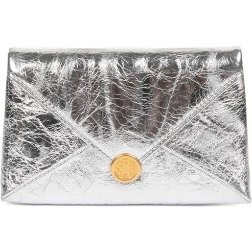 DRIES VAN NOTEN clutch a busta in pelle - argento