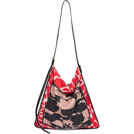 DRIES VAN NOTEN borsa a spalla grande con stampa grafica - rosso
