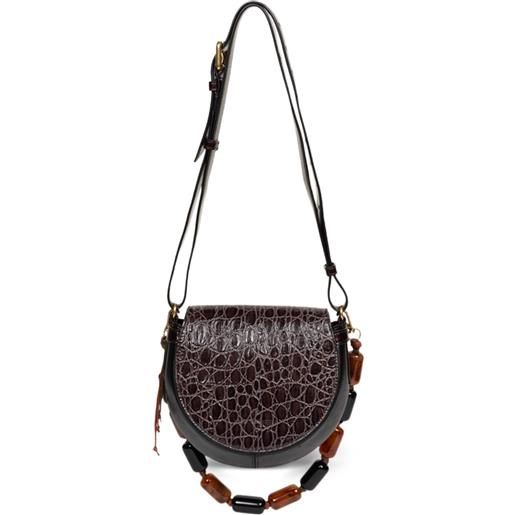 DRIES VAN NOTEN borsa a tracolla piccola con effetto coccodrillo - marrone
