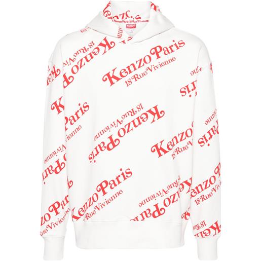 Kenzo felpa con cappuccio e monogramma kenzo x verdy - bianco