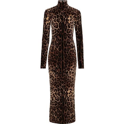 Dolce & Gabbana abito midi leopardato - marrone