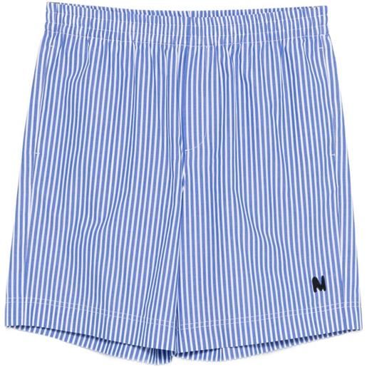MSGM shorts a righe con applicazione - blu
