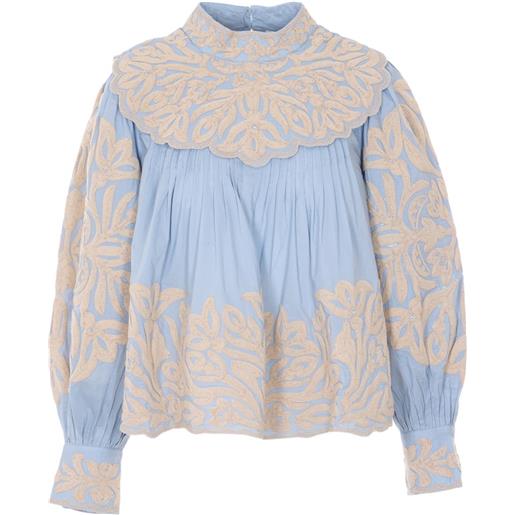 Sea camicia alexandra con ricamo - blu