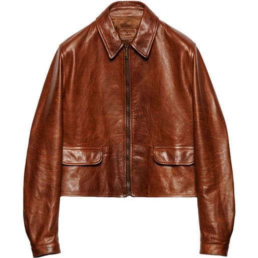 Prada giacca in pelle - marrone