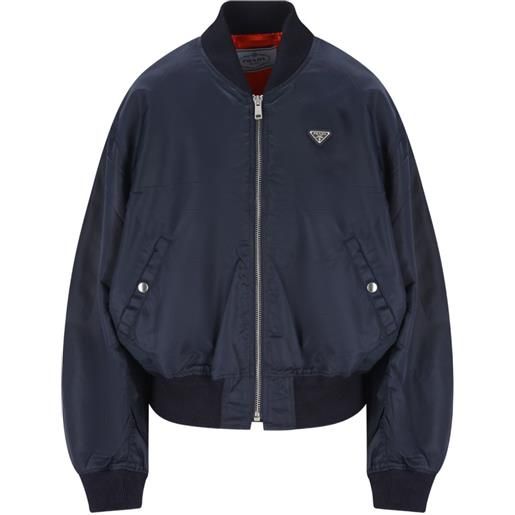 Prada bomber con placca logo - blu