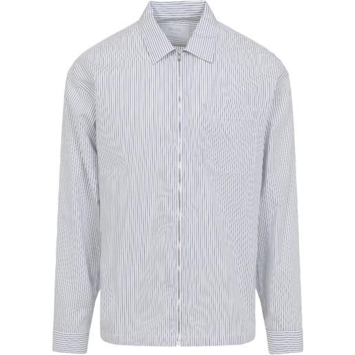 Prada camicia a righe con zip - bianco