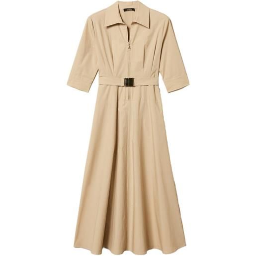 TWINSET abito midi in popeline con cintura - toni neutri