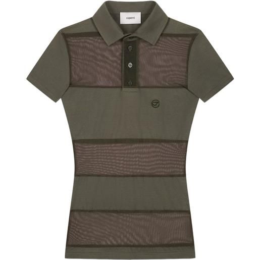 Coperni polo semi trasparente a righe - verde