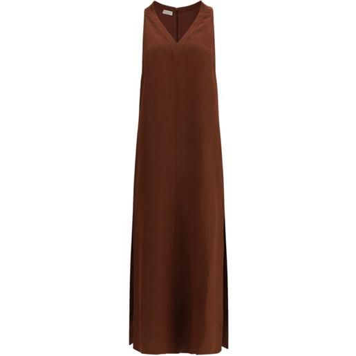 Brunello Cucinelli abito con scollo a v - marrone