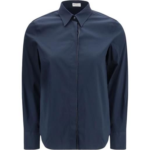 Brunello Cucinelli camicia con bordo a catena - blu