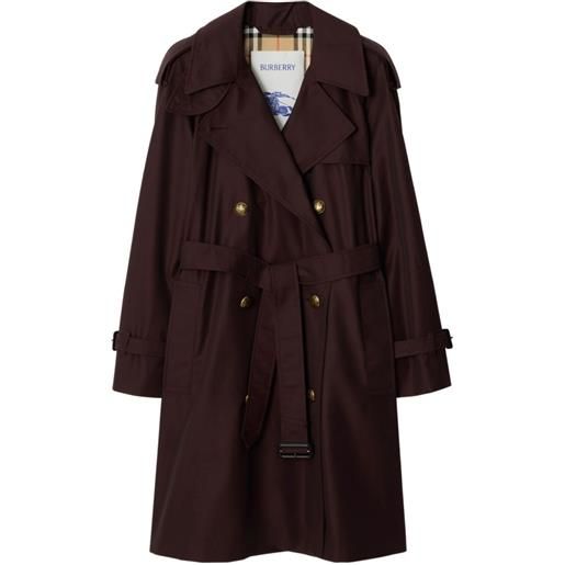 Burberry trench doppiopetto con cappuccio - marrone