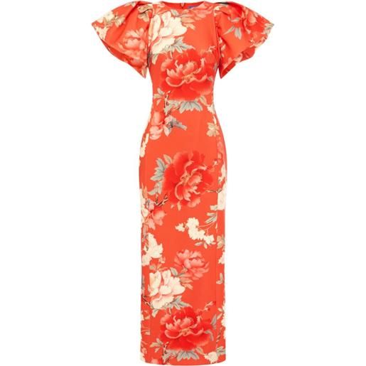 Leo Lin abito midi lucinda a fiori - arancione