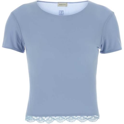 Magda Butrym t-shirt con bordo in pizzo - blu