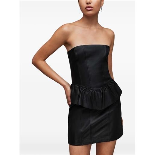 AllSaints abito corto cassie con ruches - nero