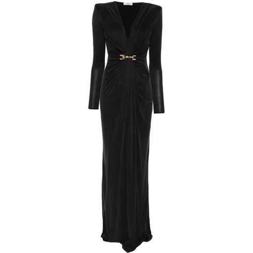 Elisabetta Franchi abito lungo con scollo a v - nero