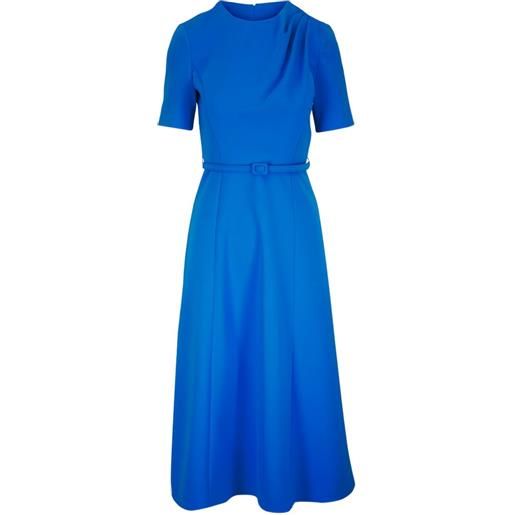 Carolina Herrera abito arricciato con cintura - blu
