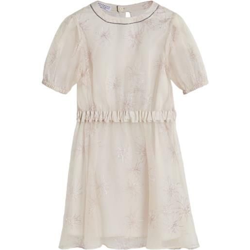 Brunello Cucinelli Kids abito in seta con stampa - toni neutri