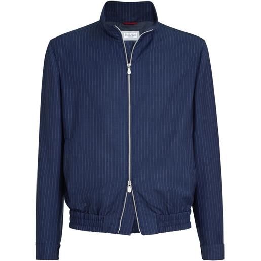 Brunello Cucinelli giacca gessata - blu