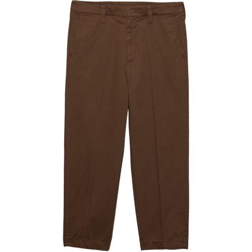 Prada pantaloni slim con logo - marrone