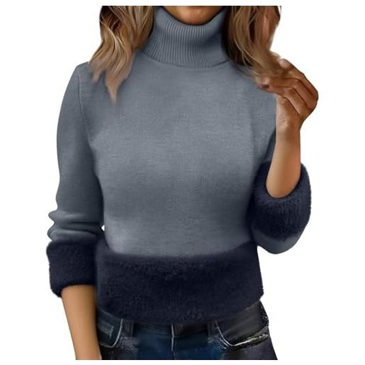Generic maglioni termici da donna invernali foderati in pile con collo a polo maglioni lavorati a maglia elegante pullover a collo alto maglione invernale caldo pullover maglioni a collo alto maglieria