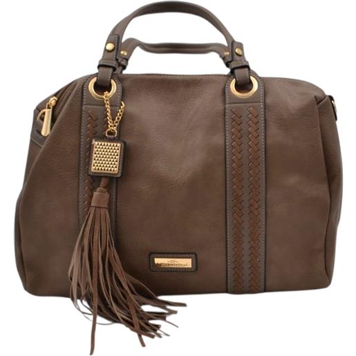 CHARRO borsa morbida donna firmata charro marrone a spalla bauletto con accessorio frangia e zip dorate