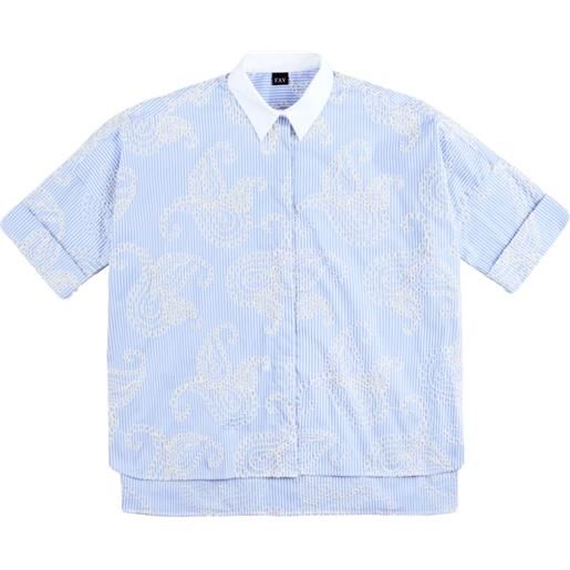Fay camicia a righe con ricamo - blu
