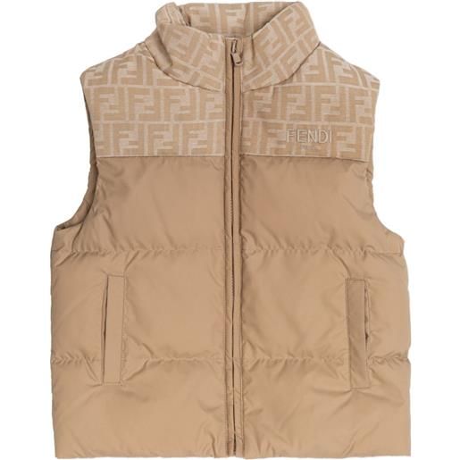 Fendi Kids giacca trapuntata con logo - toni neutri