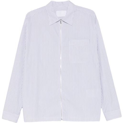 Prada camicia a righe con zip - bianco