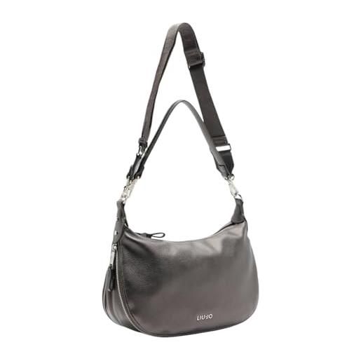 Liu jo borsa a tracolla da donna, in similpelle, colore grigio scuro, con tracolla regolabile