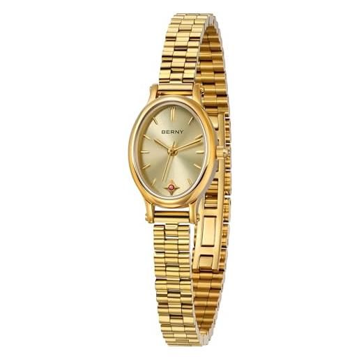 ADSBIAOYE Petite Orologio Da Donna Rotondo - Quarzo Analogico In Acciaio Inox, Quadrante Con Diamanti, Impermeabile 30m - 5