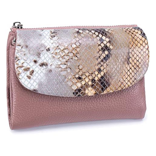 COEQINE Portafoglio Lungo Da Donna In Pelle PU - Con Cerniera, 12 Slot Per Carte, Fantasia Farfalle Viola
