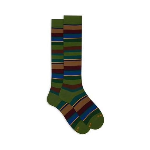 Gallo calze lunghe uomo verde righe multicolor