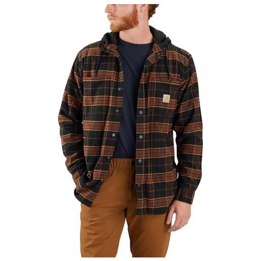 Carhartt giacca da mezza stagione flannel sherpa lined hooded, marrone scuro, xl