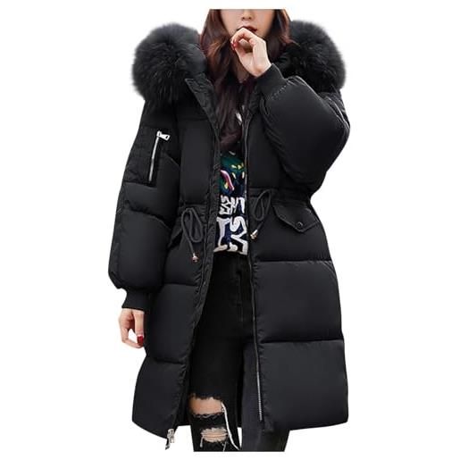 Generisch cappotto invernale gravidanza piumino donna invernale medio cappotto piumone leggero donna con cappuccio taglie forti trench sottile manica lunga calda donna, nero , xxl