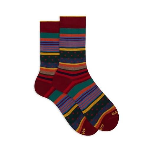 Gallo calze corte uomo rosso fantasia mix righe e pois