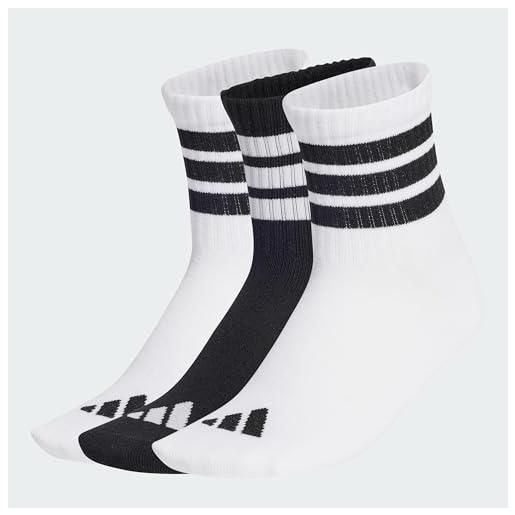 adidas ribbed 3pp socks, calze uomo unisex - bambini, white/white/black, 