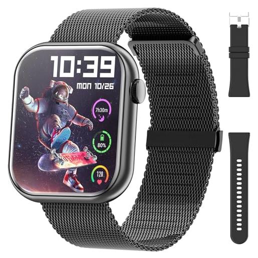 Hwagol smartwatch uomo donna, 1,85'' hd orologio smartwatch con chiamata bluetooth, smart watch con contapassi/sonno/spo2/cardiofrequenzimetro, 140+ sportive orologio fitness per android ios