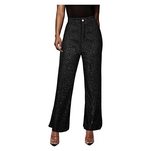 Generico jeans con brillantini donna jeans brillantini a palazzo pantaloncino paillettes pantaloni anni 70 zampa hot pants di elefante glitterata larghi strass xl pantalone abbigliamento da discoteca