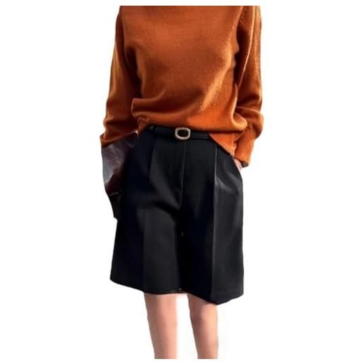 Generic pantaloncini invernali da donna in finta lana spessa a vita alta, nero , l