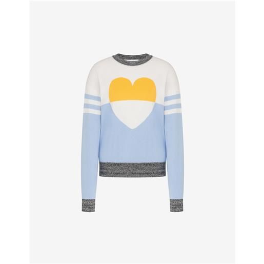 Moschino Jeans - pullover in cotone e cashmere intarsiato - blu